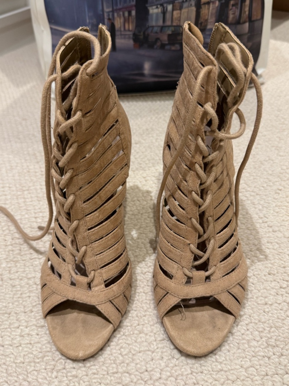 BCBG lace up heels